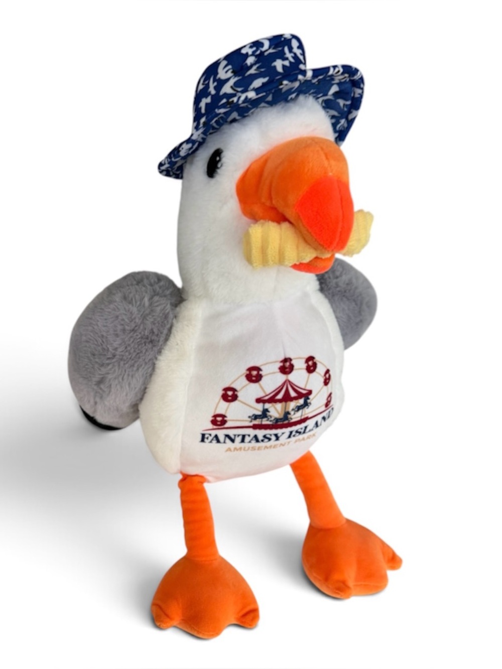 Sunny the Seagull plush holding a french fry bucket hat Fantasy Island New 20"